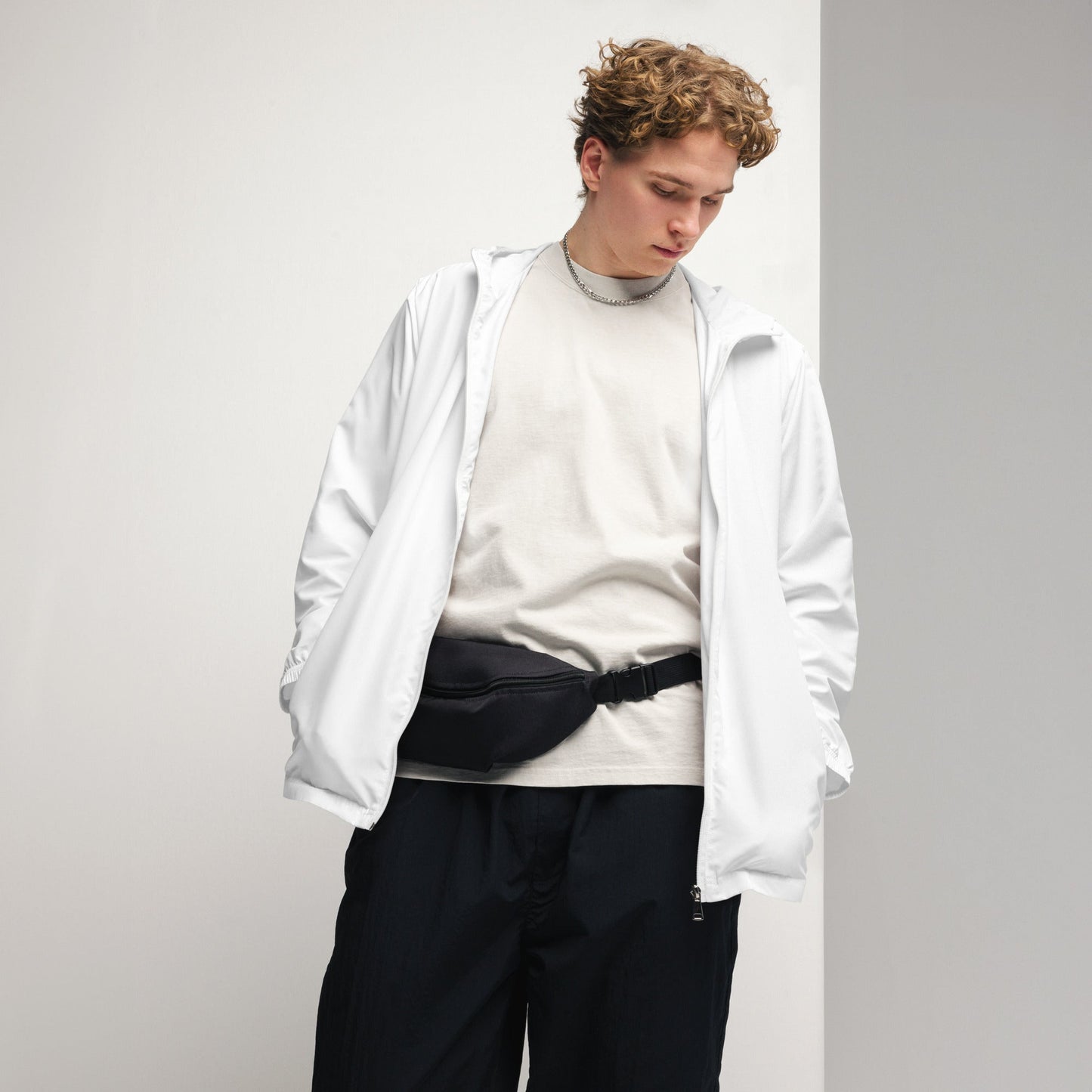 iSAW Mens White Windbreaker