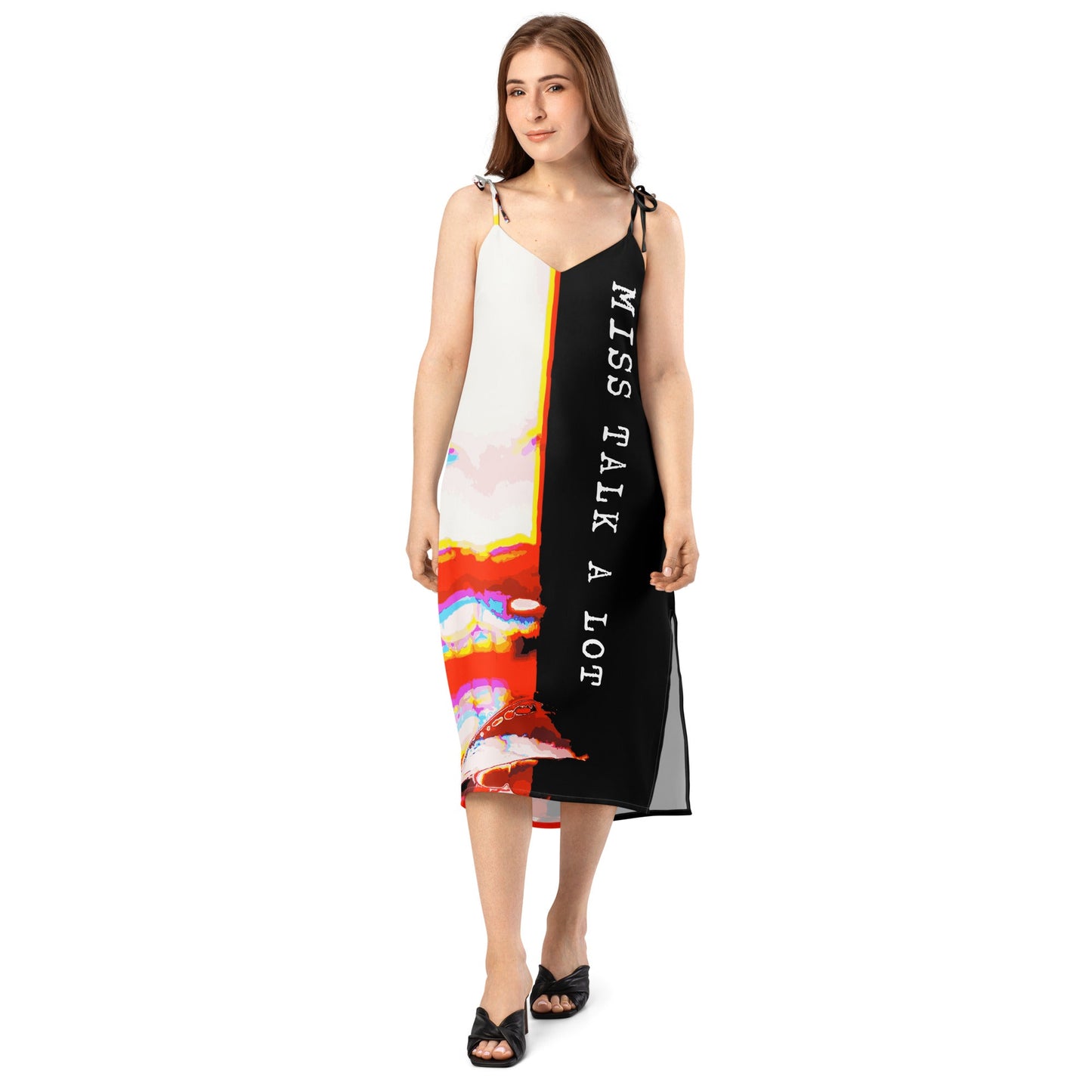 Miss Talk A Lot - Womens Tie-Strap Chiffon Slip Dress