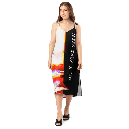 Miss Talk A Lot - Womens Tie-Strap Chiffon Slip Dress