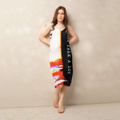 Miss Talk A Lot - Womens Tie-Strap Chiffon Slip Dress