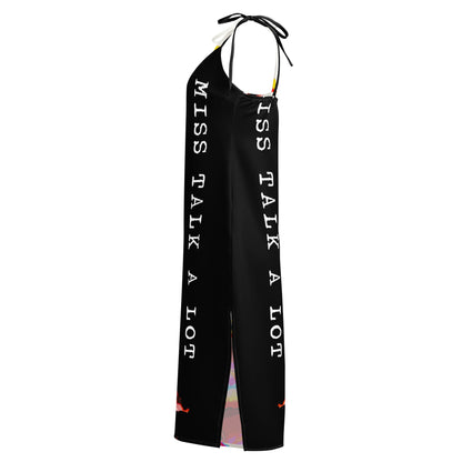 Miss Talk A Lot - Womens Tie-Strap Chiffon Slip Dress