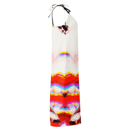 Miss Talk A Lot - Womens Tie-Strap Chiffon Slip Dress