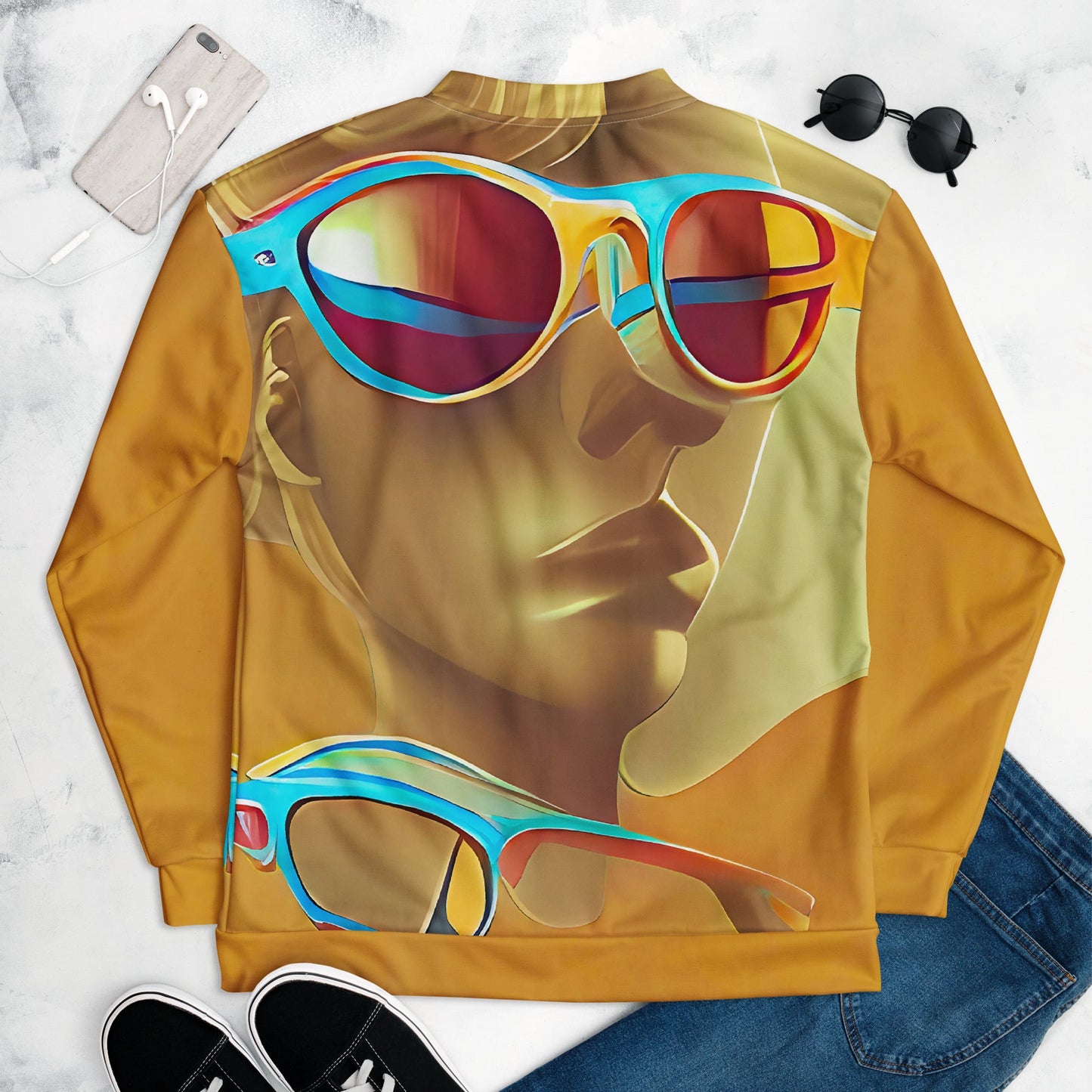 Retro Cool Orange - Womens Bomber Jacket
