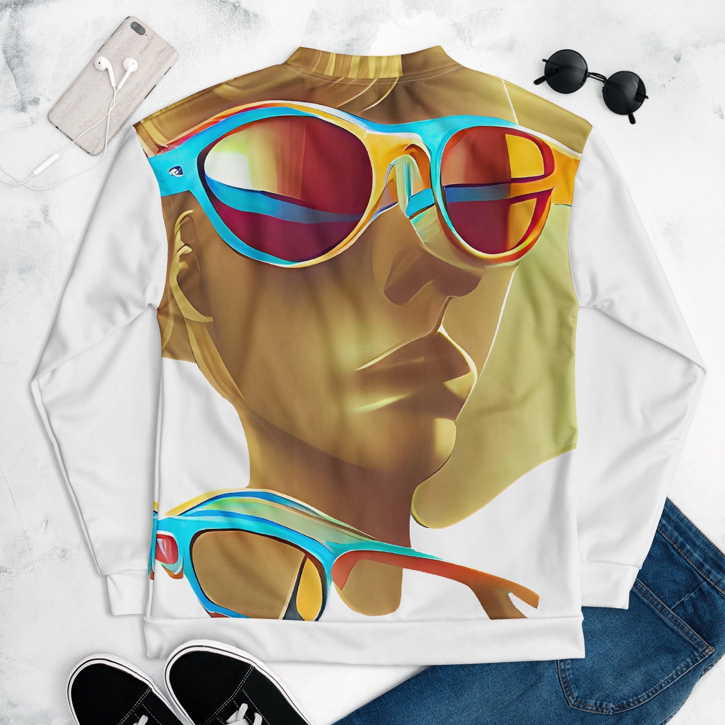 Retro Cool White - Womens Bomber Jacket