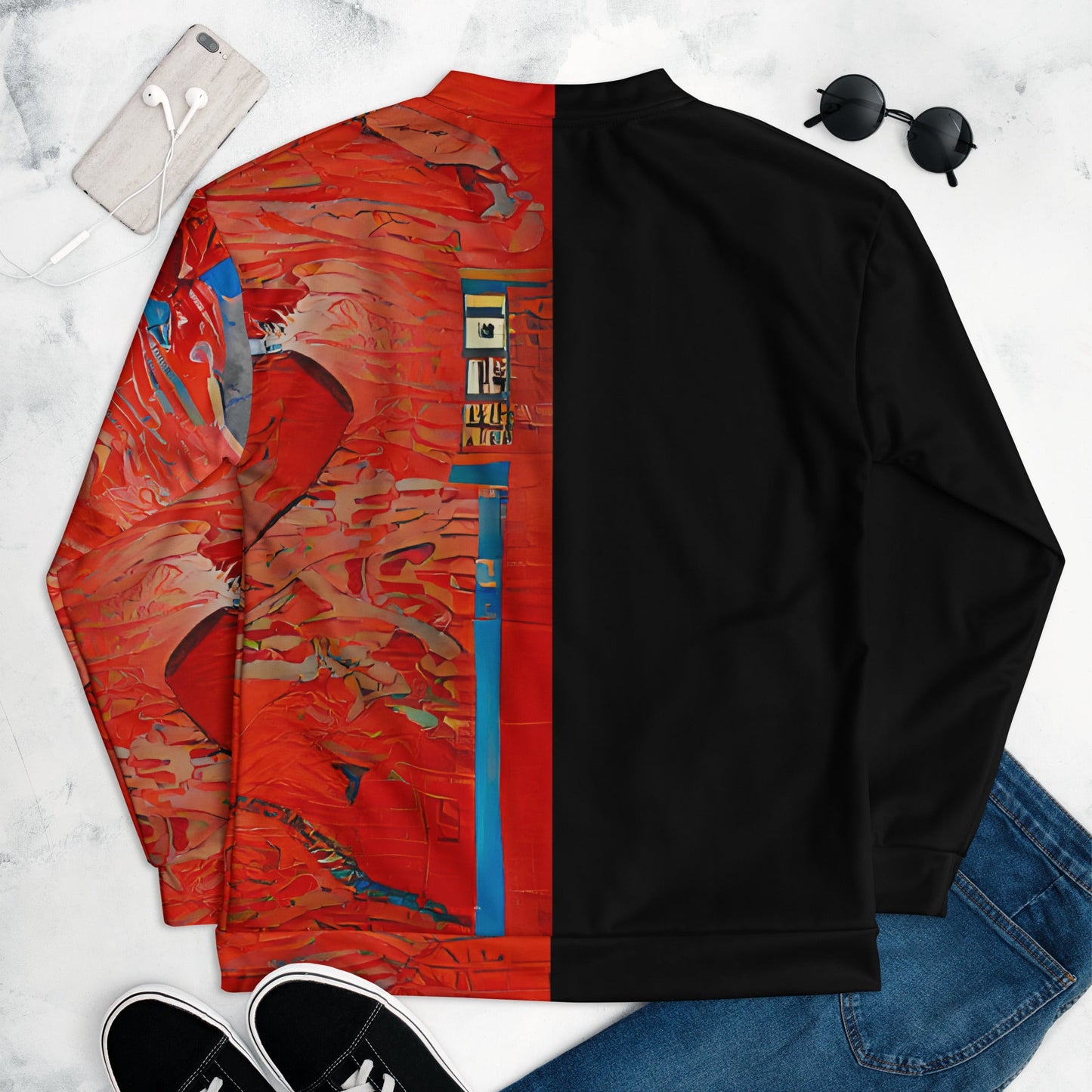 Half Black Half Hónghǎi - Unisex Bomber Jacket