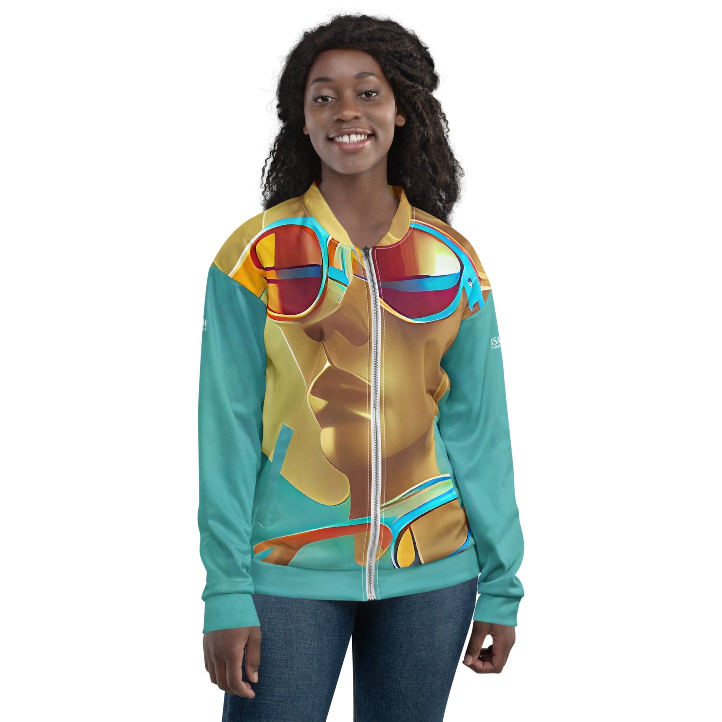 Retro Cool Blue - Womens Bomber Jacket