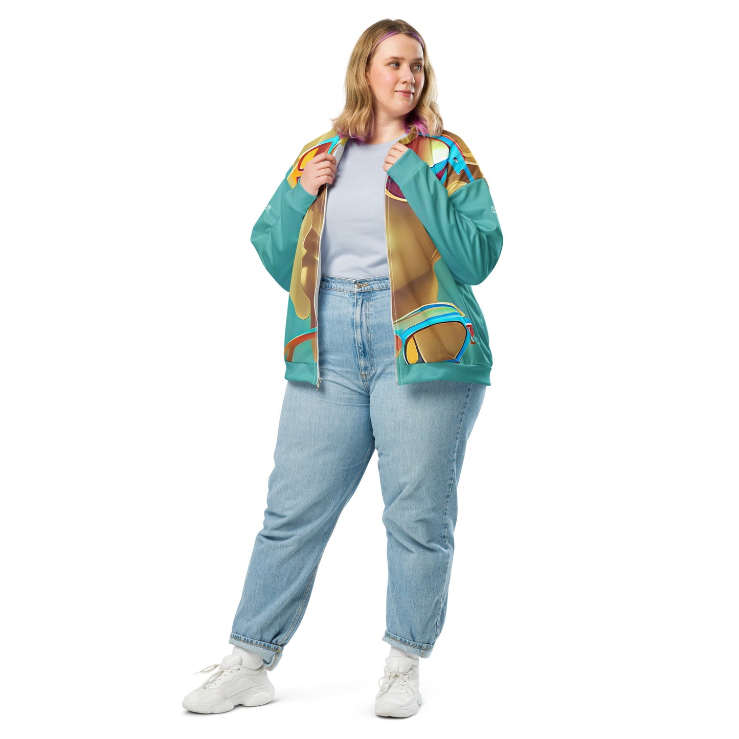 Retro Cool Blue - Womens Bomber Jacket