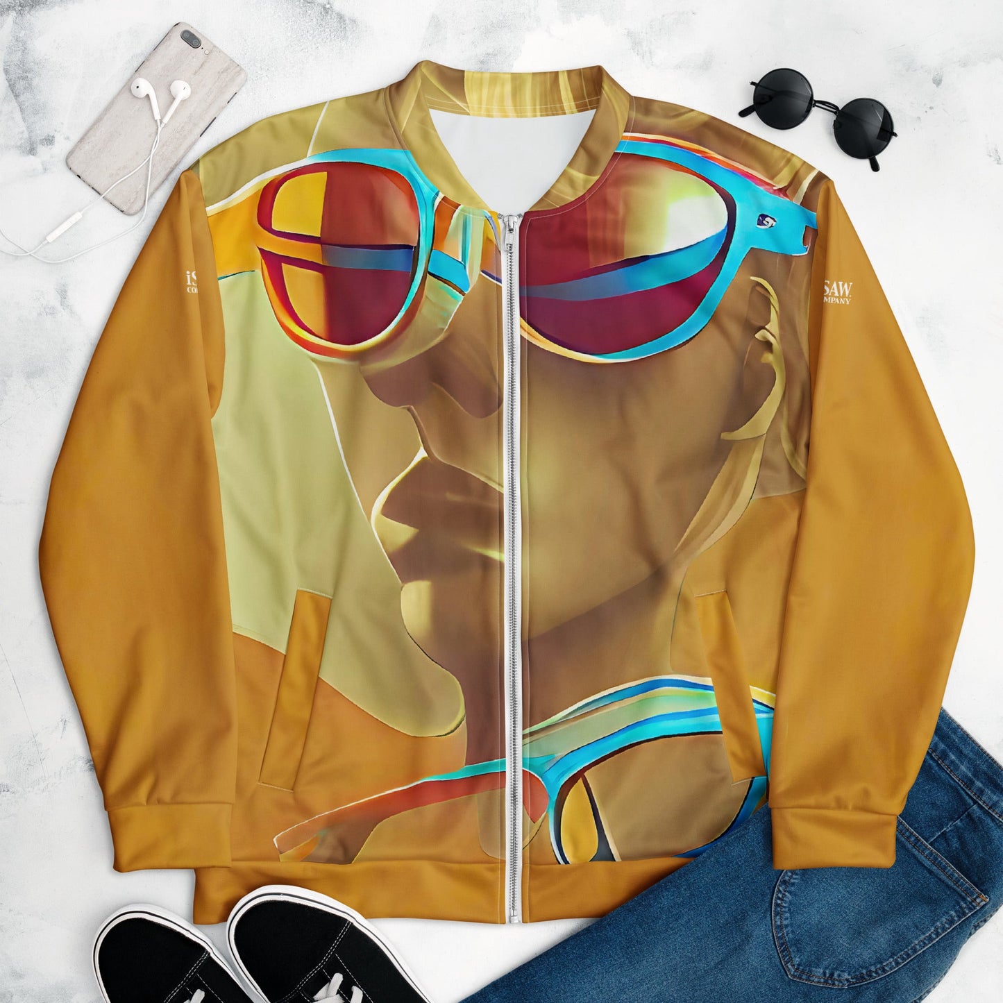 Retro Cool Orange - Womens Bomber Jacket