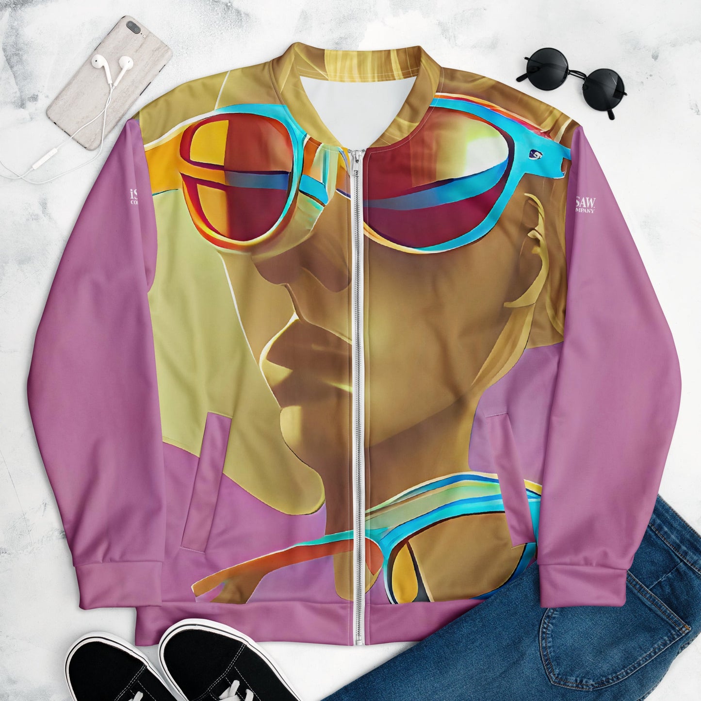 Retro Cool Pink - Womens Bomber Jacket