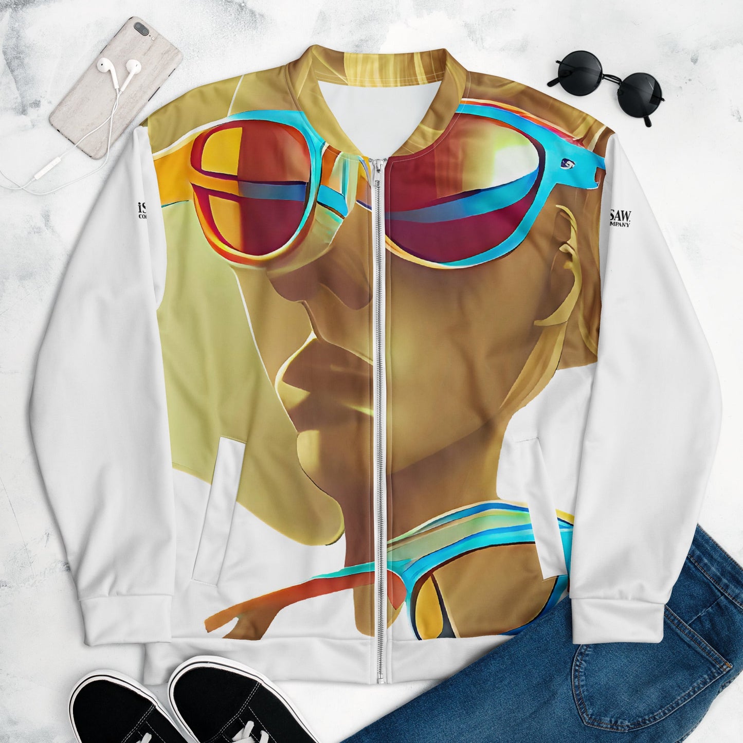 Retro Cool White - Womens Bomber Jacket