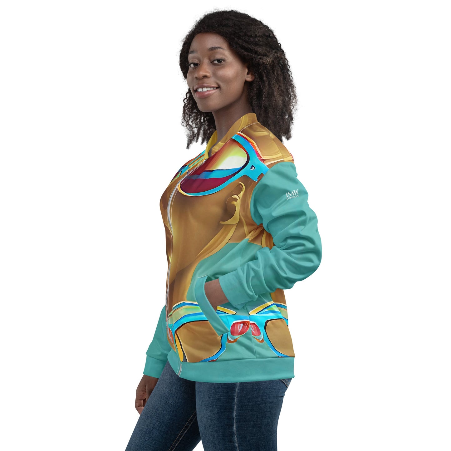 Retro Cool Blue - Womens Bomber Jacket