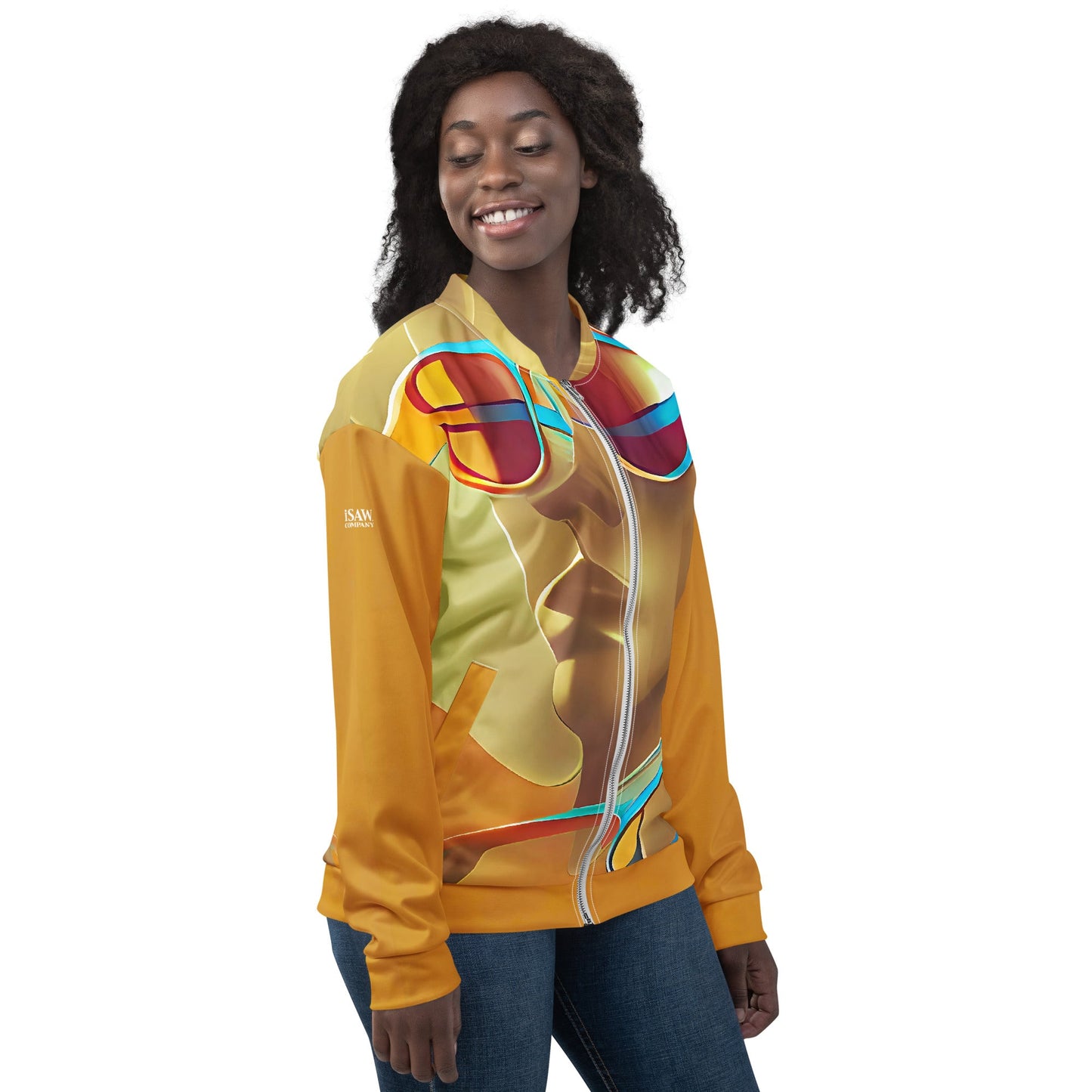 Retro Cool Orange - Womens Bomber Jacket