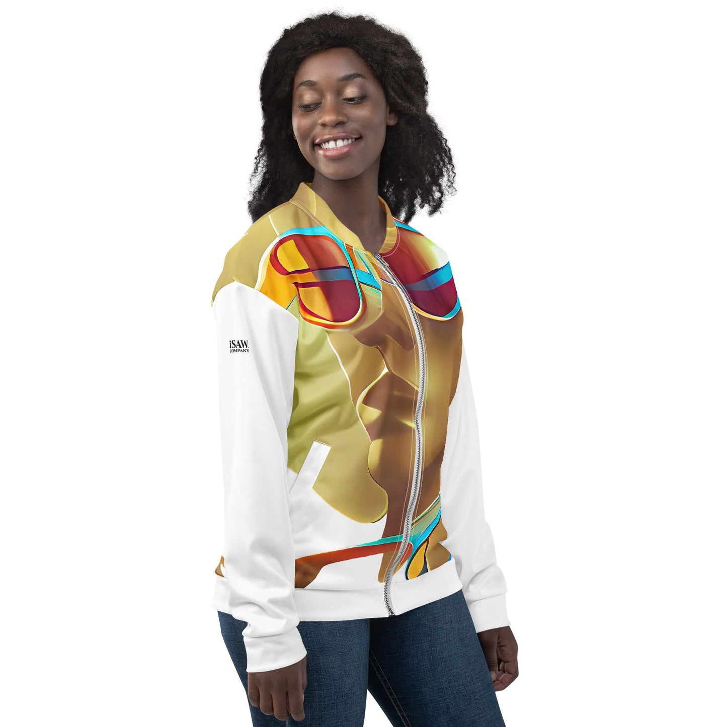 Retro Cool White - Womens Bomber Jacket