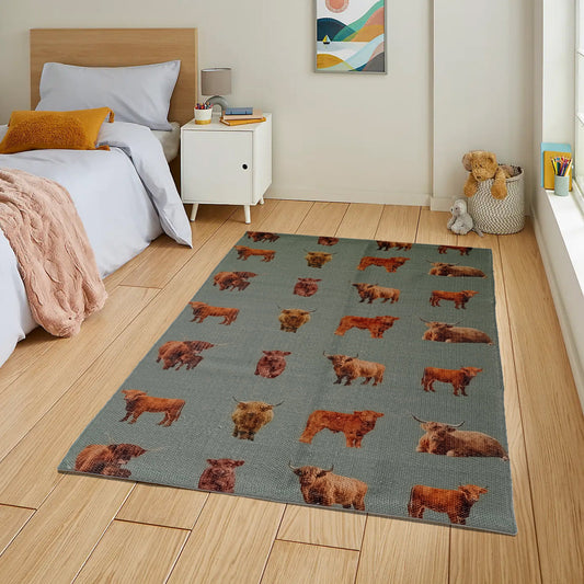 Animal Printed Rug Highland Cow Modern Non-Slip Soft Durable Floor Rug for Living Room Bedroom Hallway & Office by OLIVIA ROCCO