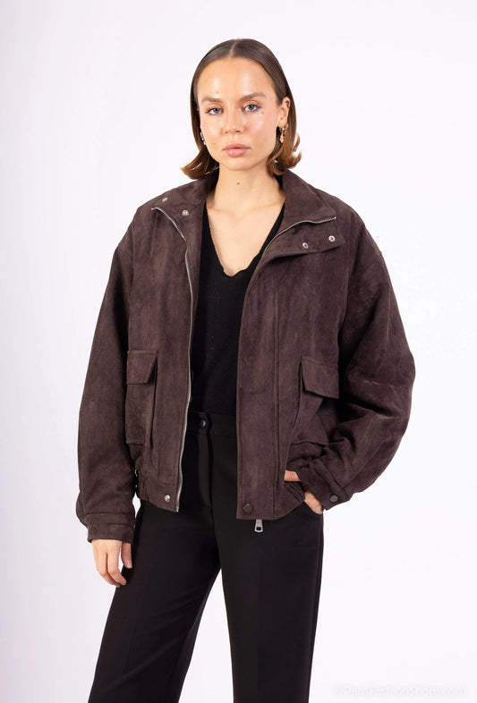 ARLENA – Short suede-look zip-up jacket