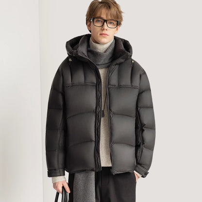 White Duck Down Stylish Thick Hooded Down Jacket