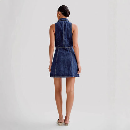 Summer Tea Dress With A Neck-strap For Women