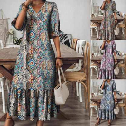 New Summer V-Neck Long Dress For European And American Styles