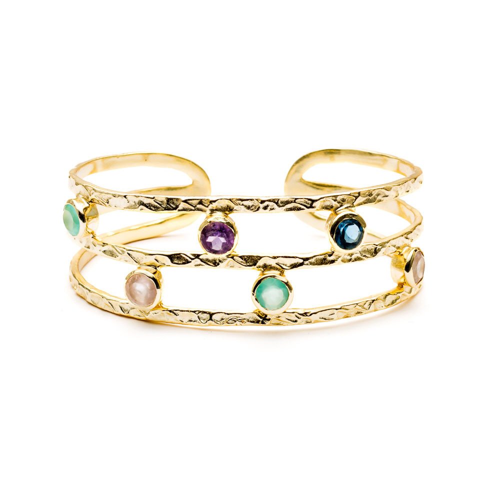 Venus Gemstone Bangle with Rose Quartz, Amethyst, Iolite and Pariba Onyx