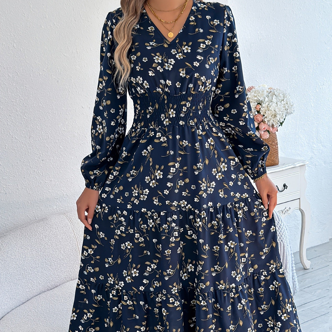 Womens SummerAutumn Slimming Youth-Enhancing Sweet Dress