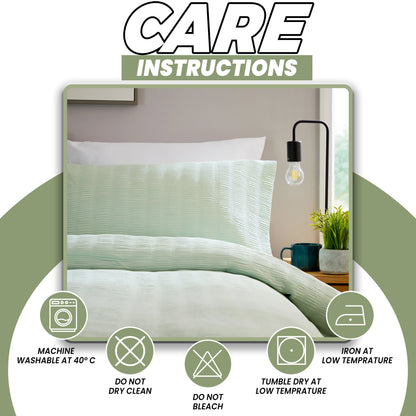 Belgravia Sage Green Microfibre Duvet Cover Set with Pillowcases Soft Easy Care Modern Quilt Bedding Bed Linen Set by OLIVIA ROCCO
