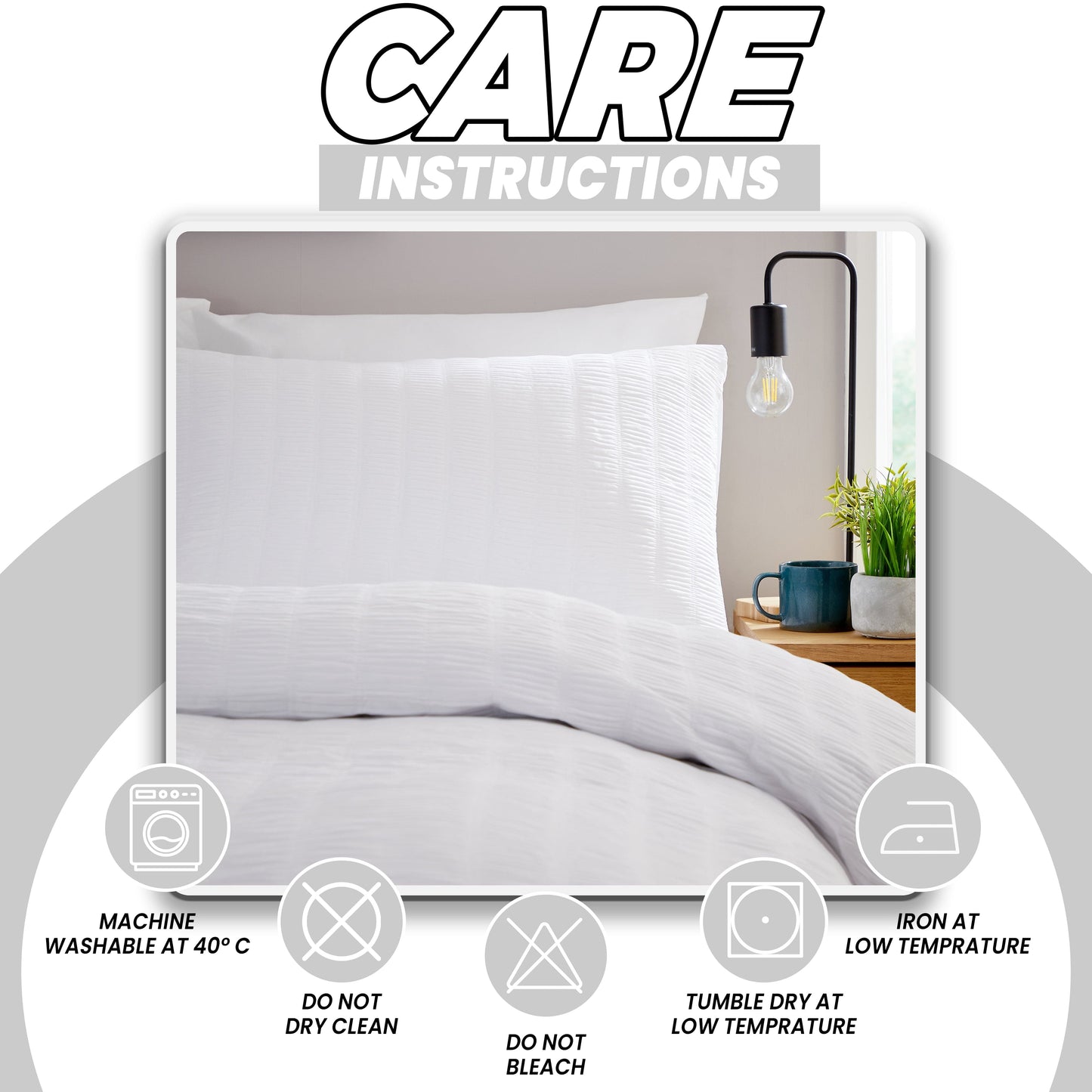 Belgravia White Microfibre Duvet Cover Set with Pillowcases Soft Easy Care Modern Quilt Bedding Bed Linen Set by OLIVIA ROCCO