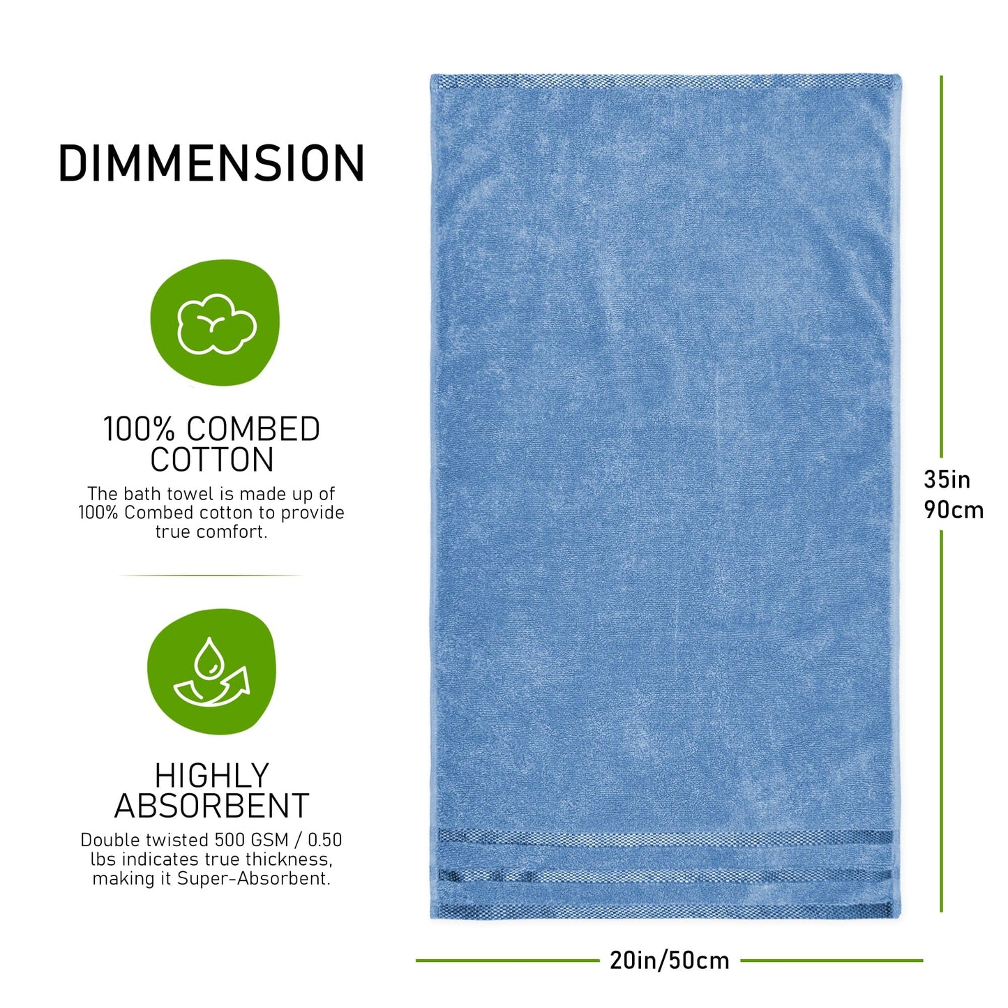 Belmont Viscose Stripe Blue Towels 100% Cotton Hotel Quality Super Absorbent 10 Piece Bale Set, 4 Hand Towel & 12 Face Cloths by OLIVIA ROCCO