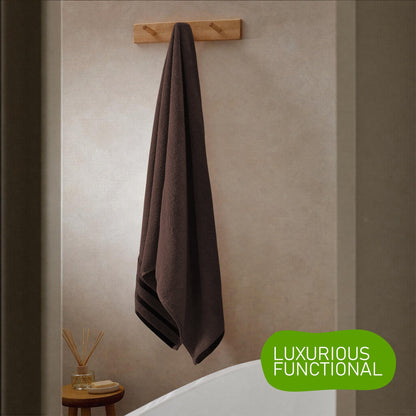 Belmont Viscose Stripe Brown Towels 100% Cotton Hotel Quality Super Absorbent 10 Piece Bale Set, 4 Hand Towel & 12 Face Cloths by OLIVIA ROCCO