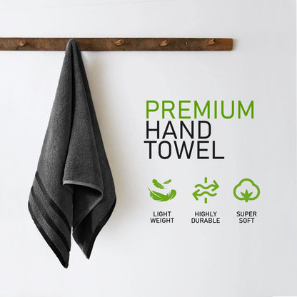 Belmont Viscose Stripe Grey Towels 100% Cotton Hotel Quality Super Absorbent 10 Piece Bale Set, 4 Hand Towel & 12 Face Cloths by OLIVIA ROCCO