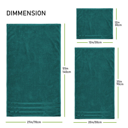 Belmont Viscose Stripe Jade Green Towels 100% Cotton Hotel Quality Super Absorbent 10 Piece Bale Set, 4 Hand Towel & 12 Face Cloths by OLIVIA ROCCO