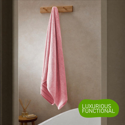 Belmont Viscose Stripe Pink Towels 100% Cotton Hotel Quality Super Absorbent 10 Piece Bale Set, 4 Hand Towel & 12 Face Cloths by OLIVIA ROCCO