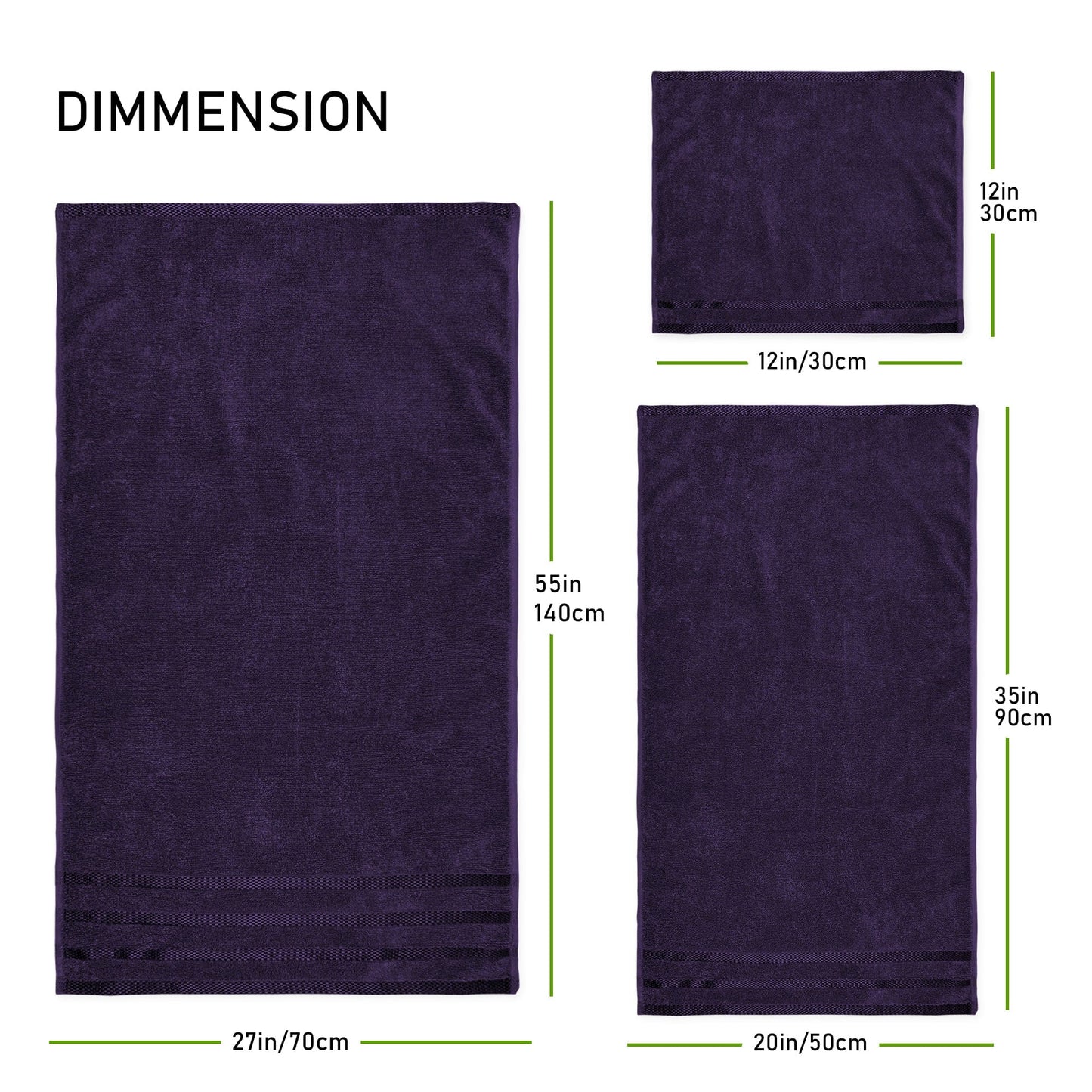 Belmont Viscose Stripe Purple Towels 100% Cotton Hotel Quality Super Absorbent 10 Piece Bale Set, 4 Hand Towel & 12 Face Cloths by OLIVIA ROCCO