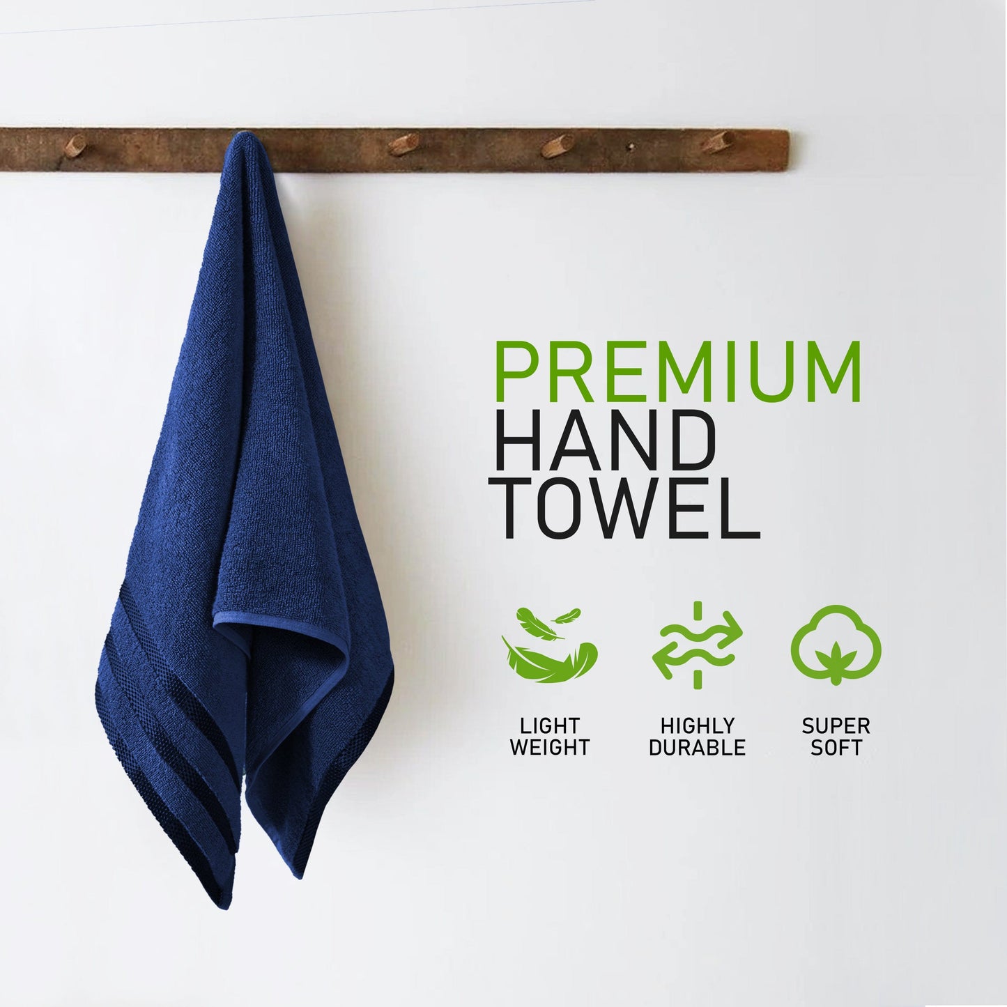 Belmont Viscose Stripe Royal Blue Towels 100% Cotton Hotel Quality Super Absorbent 10 Piece Bale Set, 4 Hand Towel & 12 Face Cloths by OLIVIA ROCCO