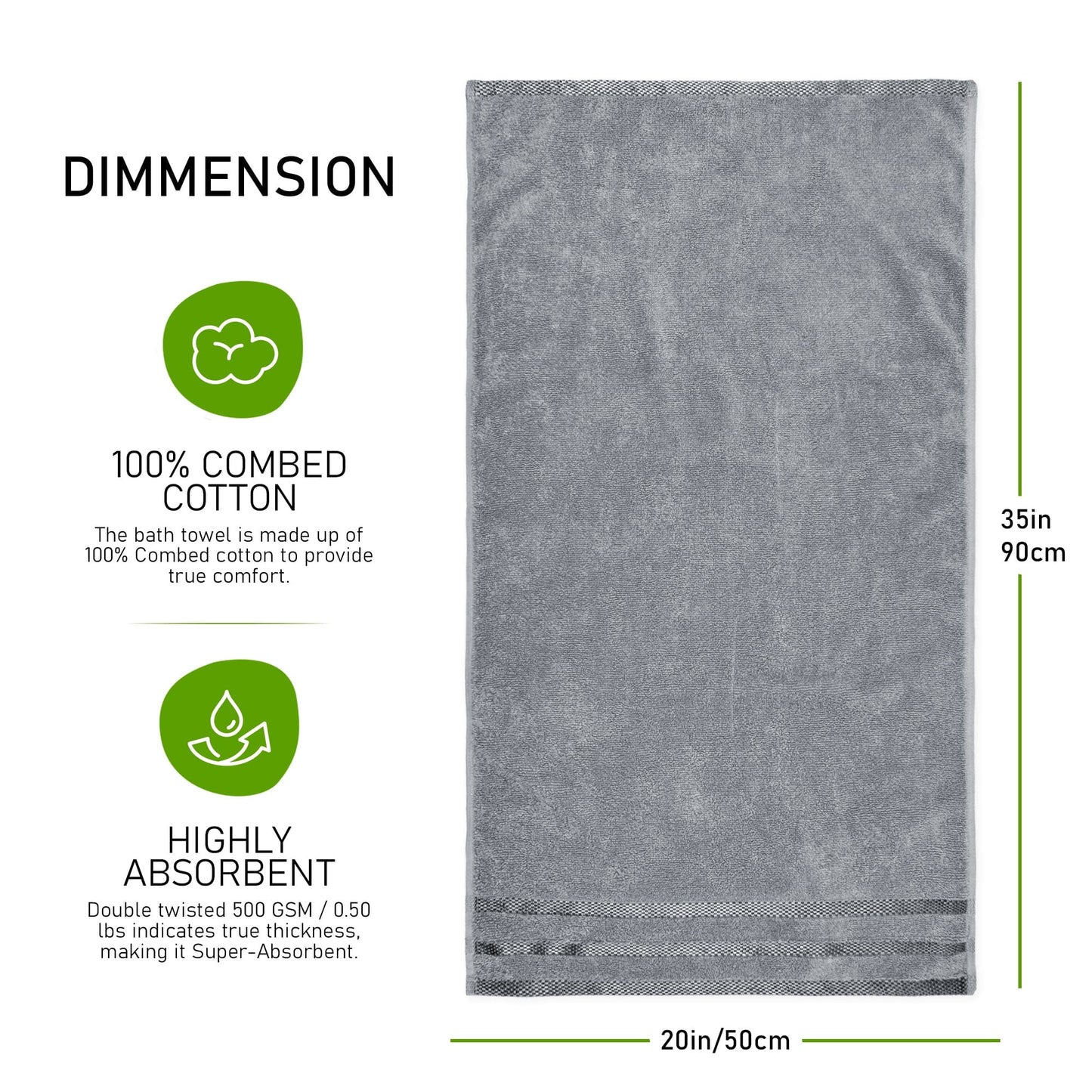 Belmont Viscose Stripe Silver Towels 100% Cotton Hotel Quality Super Absorbent 10 Piece Bale Set, 4 Hand Towel & 12 Face Cloths by OLIVIA ROCCO