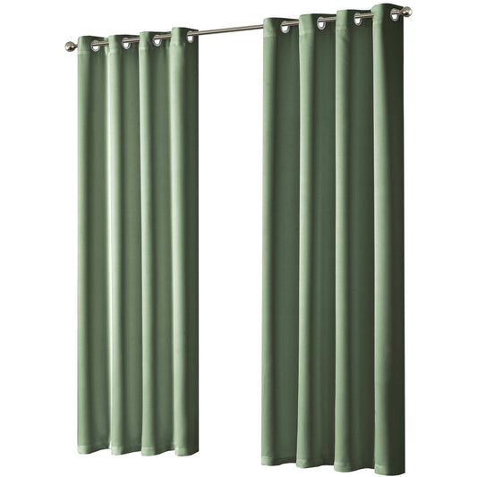 Blackout Sage Green Eyelet Curtains Thermal Ring Top Window Treatment for Living Room & Bedroom by OLIVIA ROCCO