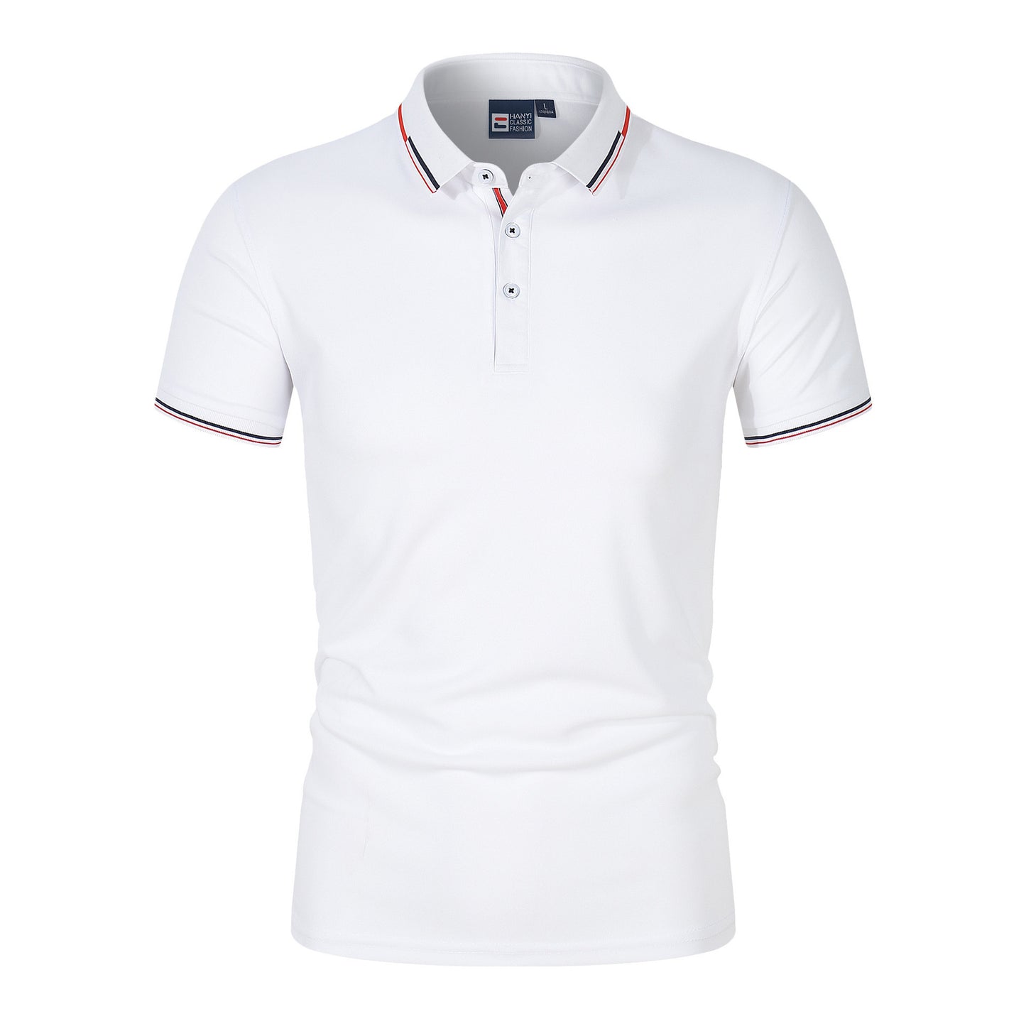 Solid-color Mens Polo Shirt With A Stand-up Collar And Short Sleeves