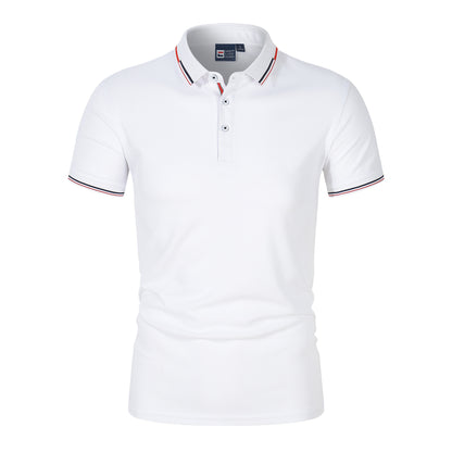Solid-color Mens Polo Shirt With A Stand-up Collar And Short Sleeves