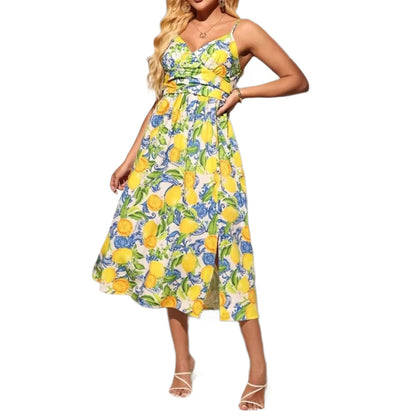 Women's V-neck Slip Dress With A Slit