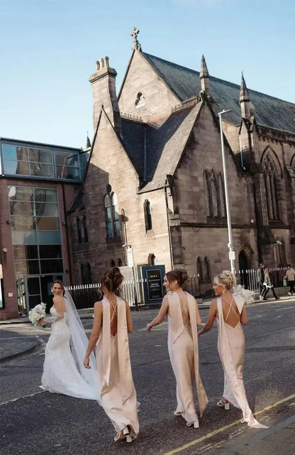 Brooklyn Dress in Champagne Satin
