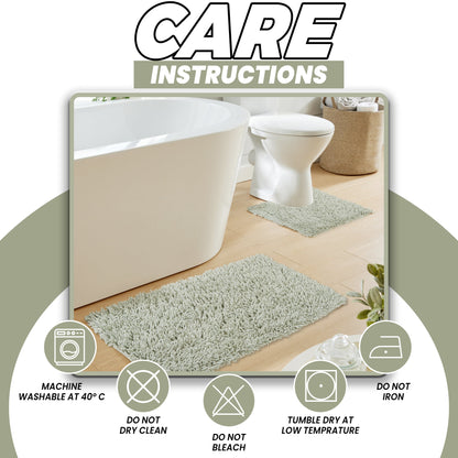 Como 2 Piece Sage Green Bath Mat & Pedestal Set Non-Slip Super Absorbent Cotton Bathroom Mats by OLIVIA ROCCO