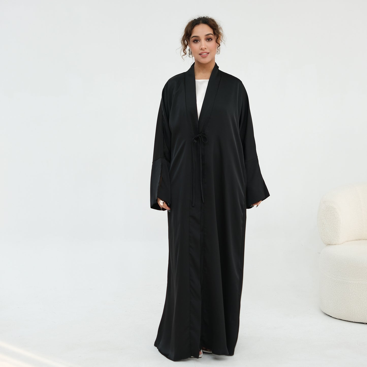 Plus-size Elegant Cardigan Solid-color Robe For The Middle East