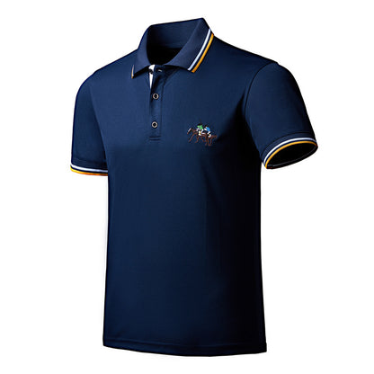 Mens Short Sleeve T Shirt With A Lapel And High End Embroidery