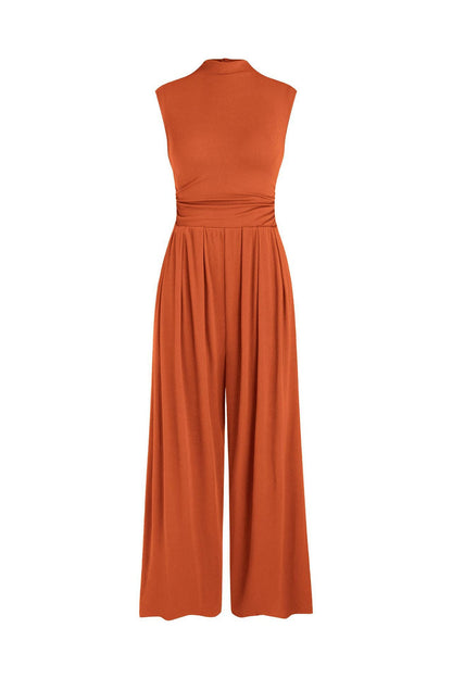 Loose High-waisted Wide-leg Form-fitting Sleeveless Jumpsuit