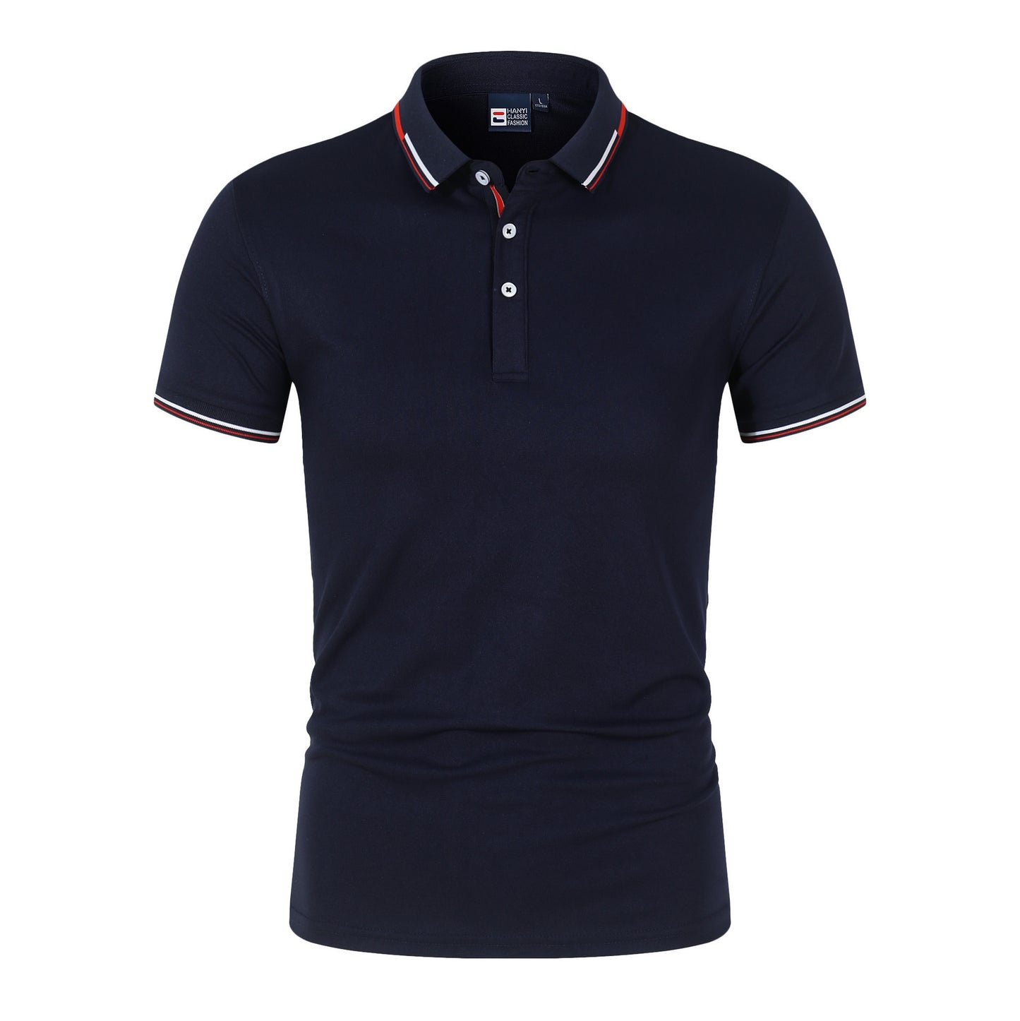 Solid-color Mens Polo Shirt With A Stand-up Collar And Short Sleeves
