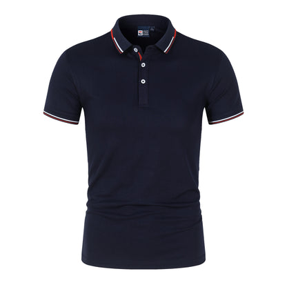 Solid-color Mens Polo Shirt With A Stand-up Collar And Short Sleeves