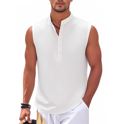 Men's Stand Collar Vest Sleeveless Shirt