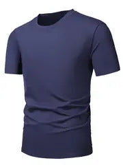Mens Fashion Sports T-Shirt Casual Stretch Crew Neck