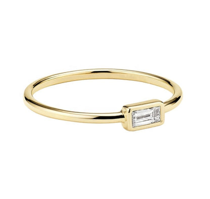 Ameya Size 6 - Stackable Ring- 18k Gold Plated Light Luxury Minimalist Korean Chic Zircon 925 Sterling Silver Ring