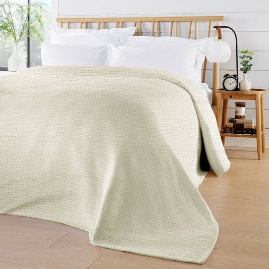 Florian Checked Throw Blanket Natural Bedspread for Sofas Armchairs Sofa Settee Couch Beds & Couches by OLIVIA ROCCO
