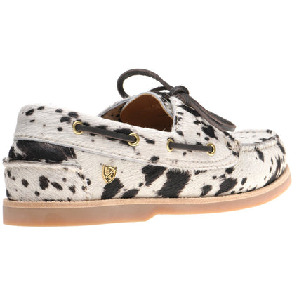 Herring Cordelia ladies rubber-soled deck shoes in white and brown pony